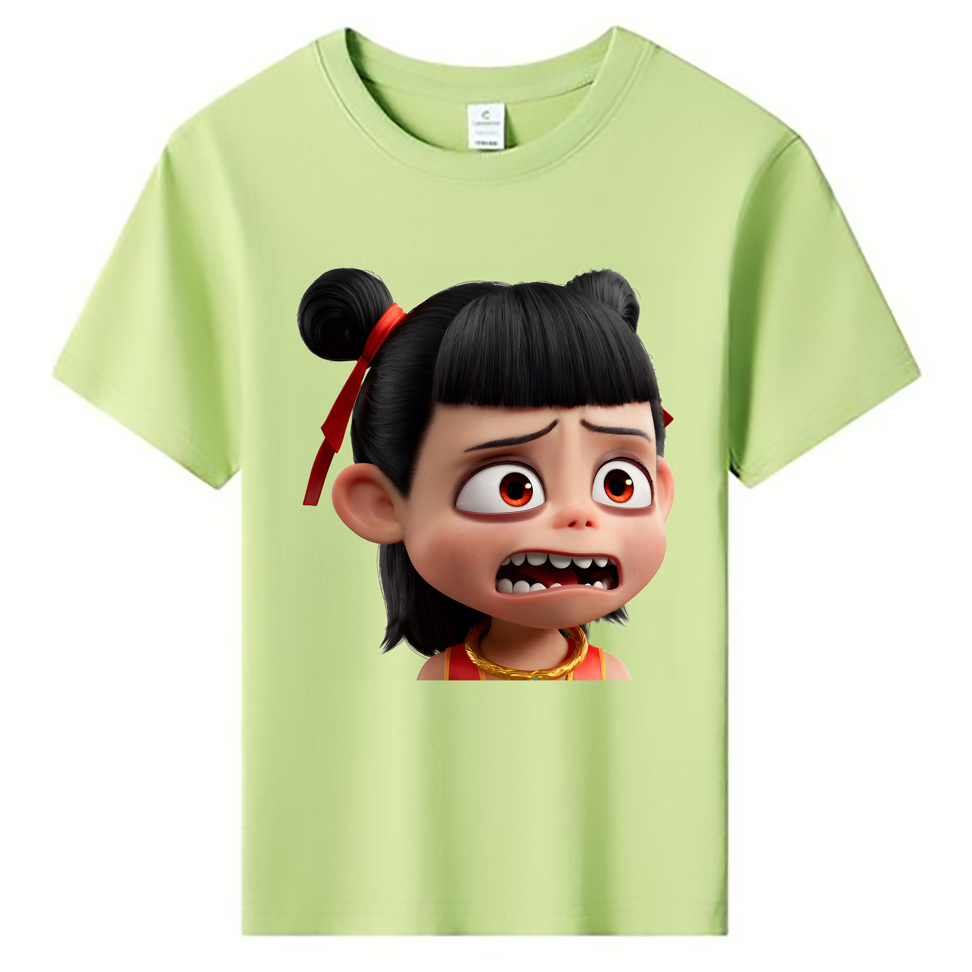 （画像用） Ne Zha 2 ナタ 魔童の大暴れ 綿100％キッズTシャツ（フロントプリント）